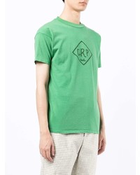 grünes besticktes T-Shirt mit einem Rundhalsausschnitt von Bode