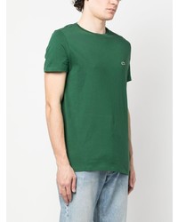 grünes besticktes T-Shirt mit einem Rundhalsausschnitt von Lacoste