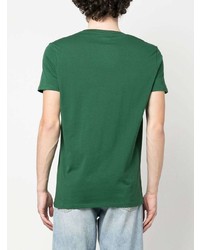 grünes besticktes T-Shirt mit einem Rundhalsausschnitt von Lacoste