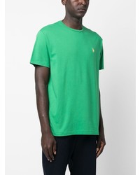 grünes besticktes T-Shirt mit einem Rundhalsausschnitt von Polo Ralph Lauren