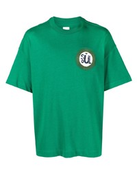 grünes besticktes T-Shirt mit einem Rundhalsausschnitt von Emporio Armani