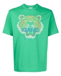 grünes besticktes T-Shirt mit einem Rundhalsausschnitt von Kenzo