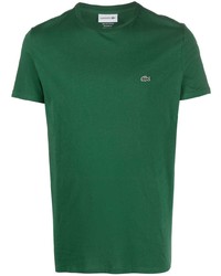 grünes besticktes T-Shirt mit einem Rundhalsausschnitt von Lacoste