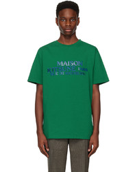 grünes besticktes T-Shirt mit einem Rundhalsausschnitt von MAISON KITSUNÉ