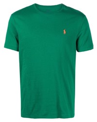 grünes besticktes T-Shirt mit einem Rundhalsausschnitt von Polo Ralph Lauren