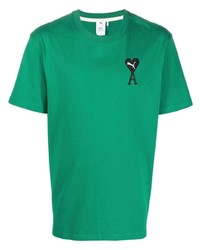 grünes besticktes T-Shirt mit einem Rundhalsausschnitt von Puma