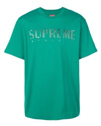 grünes besticktes T-Shirt mit einem Rundhalsausschnitt von Supreme