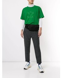 grünes besticktes T-Shirt mit einem Rundhalsausschnitt von Gucci