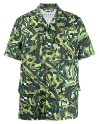 grünes Camouflage Kurzarmhemd von Marni
