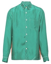 grünes Langarmhemd mit Chevron-Muster