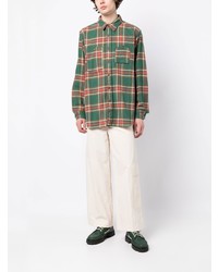 grünes Flanell Langarmhemd mit Schottenmuster von Engineered Garments