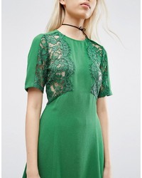 grünes gerade geschnittenes Kleid aus Spitze von Asos