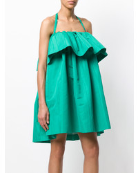 grünes gerade geschnittenes Kleid mit Rüschen von MSGM