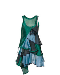 grünes gerade geschnittenes Kleid mit Rüschen von Sacai