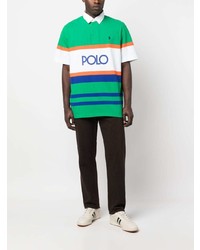 grünes horizontal gestreiftes Polohemd von Polo Ralph Lauren