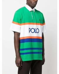 grünes horizontal gestreiftes Polohemd von Polo Ralph Lauren