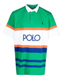 grünes horizontal gestreiftes Polohemd von Polo Ralph Lauren