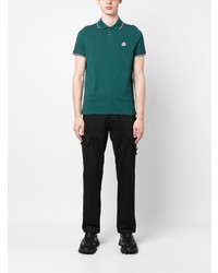 grünes horizontal gestreiftes Polohemd von Moncler