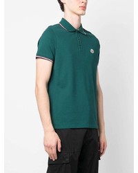 grünes horizontal gestreiftes Polohemd von Moncler