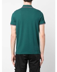 grünes horizontal gestreiftes Polohemd von Moncler