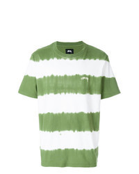 grünes horizontal gestreiftes T-Shirt mit einem Rundhalsausschnitt