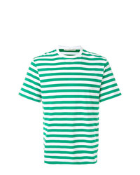 grünes horizontal gestreiftes T-Shirt mit einem Rundhalsausschnitt von Golden Goose Deluxe Brand