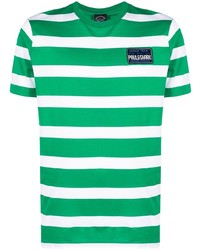 grünes horizontal gestreiftes T-Shirt mit einem Rundhalsausschnitt von Paul & Shark