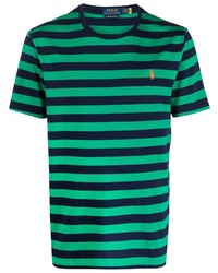 grünes horizontal gestreiftes T-Shirt mit einem Rundhalsausschnitt von Polo Ralph Lauren