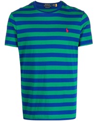 grünes horizontal gestreiftes T-Shirt mit einem Rundhalsausschnitt von Polo Ralph Lauren