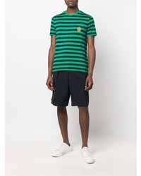 grünes horizontal gestreiftes T-Shirt mit einem Rundhalsausschnitt von Polo Ralph Lauren