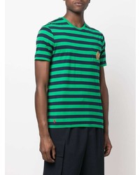 grünes horizontal gestreiftes T-Shirt mit einem Rundhalsausschnitt von Polo Ralph Lauren