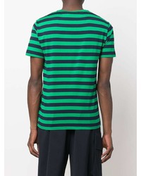 grünes horizontal gestreiftes T-Shirt mit einem Rundhalsausschnitt von Polo Ralph Lauren