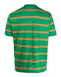 grünes horizontal gestreiftes T-Shirt mit einem Rundhalsausschnitt von PS Paul Smith