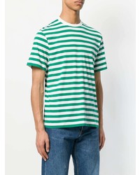 grünes horizontal gestreiftes T-Shirt mit einem Rundhalsausschnitt von Golden Goose Deluxe Brand