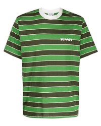grünes horizontal gestreiftes T-Shirt mit einem Rundhalsausschnitt von Sunnei