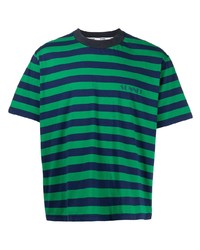 grünes horizontal gestreiftes T-Shirt mit einem Rundhalsausschnitt von Sunnei