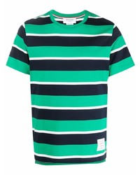 grünes horizontal gestreiftes T-Shirt mit einem Rundhalsausschnitt von Thom Browne