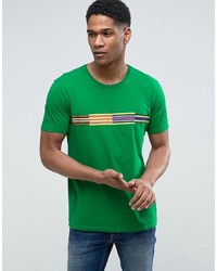 grünes horizontal gestreiftes T-shirt von Benetton