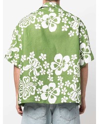 grünes Kurzarmhemd mit Blumenmuster von Just Don