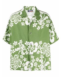 grünes Kurzarmhemd mit Blumenmuster von Just Don