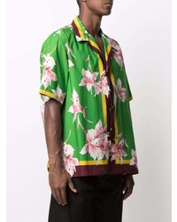 grünes Kurzarmhemd mit Blumenmuster von Valentino
