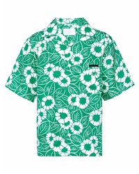 grünes Kurzarmhemd mit Blumenmuster von Prada