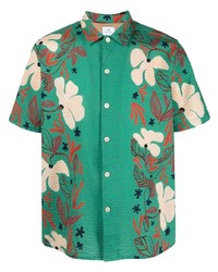 grünes Kurzarmhemd mit Blumenmuster von PS Paul Smith