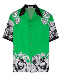 grünes Kurzarmhemd mit Blumenmuster von Valentino