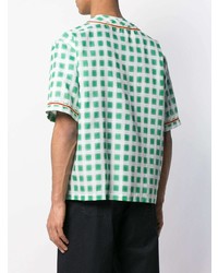 grünes Kurzarmhemd mit Karomuster von Marni