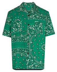 grünes Kurzarmhemd mit Paisley-Muster