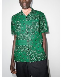 grünes Kurzarmhemd mit Paisley-Muster von Sacai