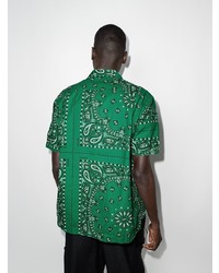 grünes Kurzarmhemd mit Paisley-Muster von Sacai