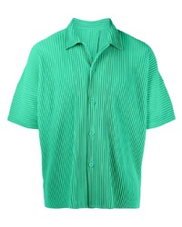 grünes Kurzarmhemd von Homme Plissé Issey Miyake