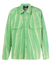 grünes Mit Batikmuster Langarmhemd